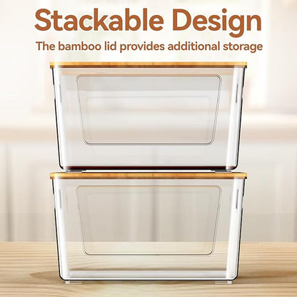 Trash Bag Holder with Bamboo Lid, Stackable Trash Bag Dispenser, Extra Large