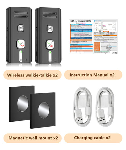 Intercoms Wireless for Home, 2 Way Audio Hands-Free Wireless Intercom System, 1600ft Long Range, 3 Ringtones 5 Volume Levels (Black)