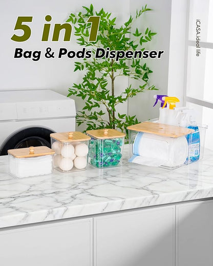 Trash Bag Dispenser Dishwasher Pod Holder - 5 in 1 Plastic Garbage Bag Under
