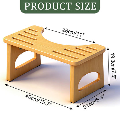 JACNITAD Foldable Toilet Stool, 7 Inch Poop Stool for Bathroom, Bamboo Toilet Stool Squat Adult, Collapsible Squatting Potty Stool with Non-Slip Strip - Improve Squatting Posture and Comfort, Wood
