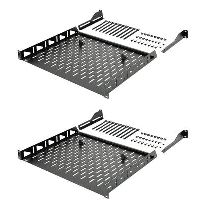 Tecmojo 1U Rack Shelf,19 inch Rack Shelf 14 inch Depth,Rack Mount Shelf with Anti-Slip Stops,Server Rack Shelf and Network Shelf for 19in Equipments, 110lbs Capacity of Vented 1U Shelf,No Lip(2 Pack)