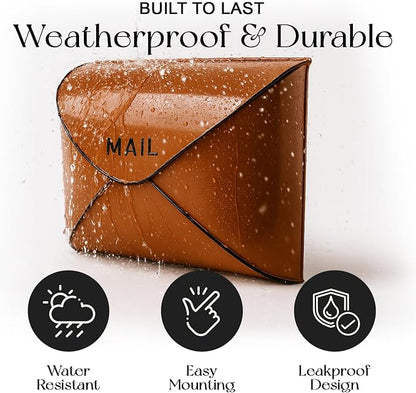 NACH Wall Mount Mailboxes, 11.5 x 9 x 4.5 inch Terracotta Wall Mailboxes for Outside, Waterproof Mailboxes for Outside - Envelope Mailbox