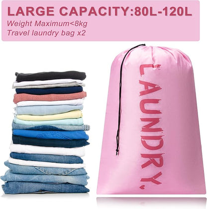 4 Pack XL Travel Laundry Bag, Machine Washable Dirty Clothes Organizer