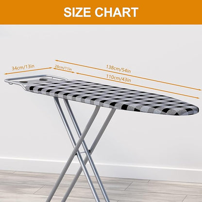 Ironing Board 13" X 43" W/Extra Thick Heavy Duty Padded Cover, Height Adjustable