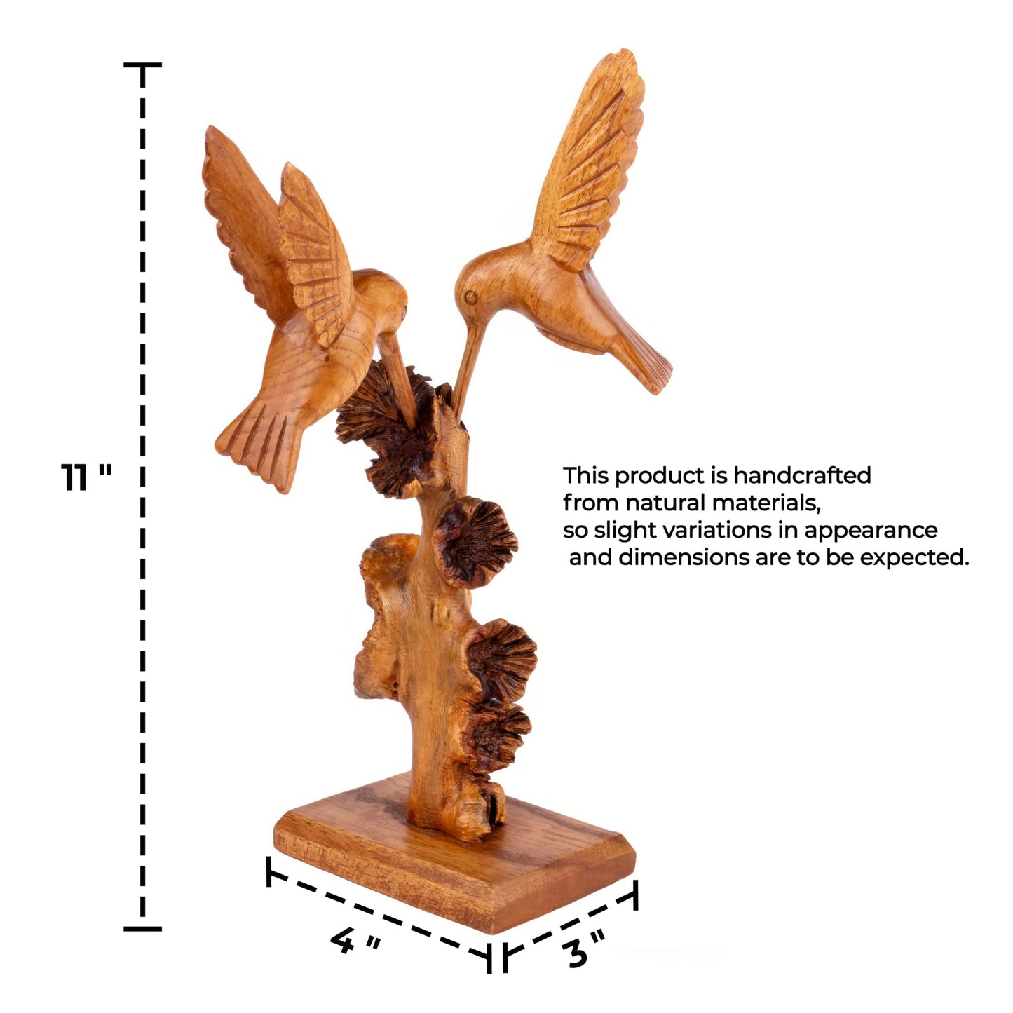 Curawood Hummingbird Statue - Artisan-Crafted Bird Statues Home Decor - Hummingbird Figurines, Lifelike Humming Bird Decor - Handcrafted in Indonesia