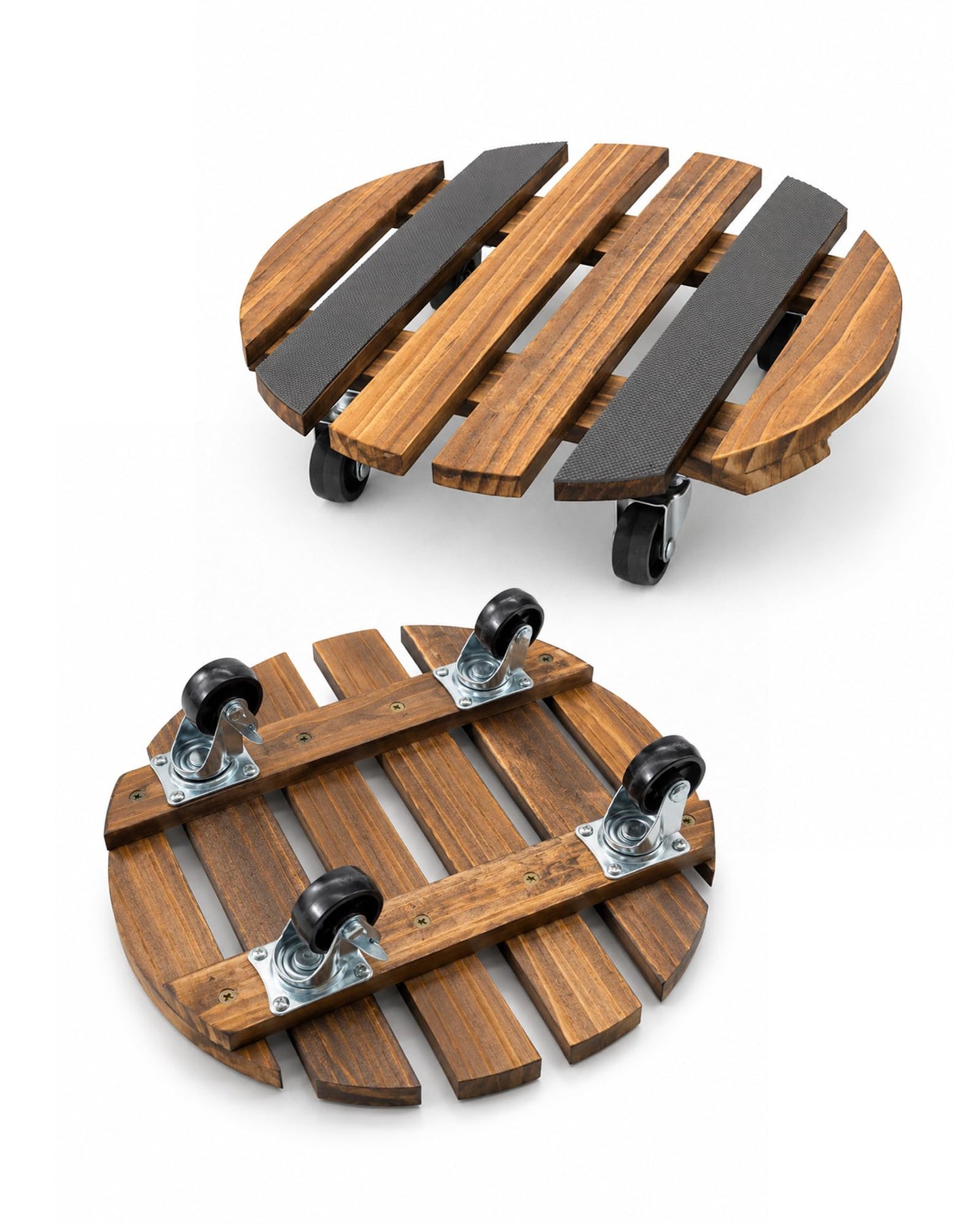 Bamworld Plant Caddy with Wheels 12in Rolling Plant Stand Non-Slip Wood Plant Dolly Lockable Swivel Casters Heavy Duty Holds 240lbs for Indoor Outdoor Large Plants Planter Caddy 2 Pack