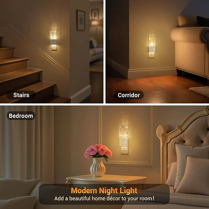 JandCase Night Lights Plug into Wall, Dusk to Dawn Sensor, 3000K Soft White LED, Acrylic Bubble Design, 0-100lm Adjustable Brightness, Foldable Nightlight for Bedroom, Bathroom, Living Room, Hallway