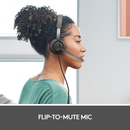 Logitech Zone Wired Noise Cancelling Headset, Certified for Microsoft Teams with Advanced Noise-canceling mic Technology for Open Office environments, USB-C with USB-A Adapter, Graphite
