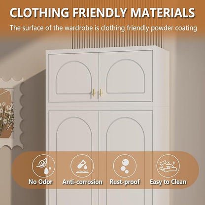 Polup Metal Wall Cabinet, Upper Cabinet for Wardrobe, Small Overhead Storage Cabinet for Bedroom, Living Room, White, 18" D x 32" W x1 5" H - Assembly Required