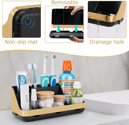 Gold Toothbrush Holders for Bathrooms Countertop Organizer