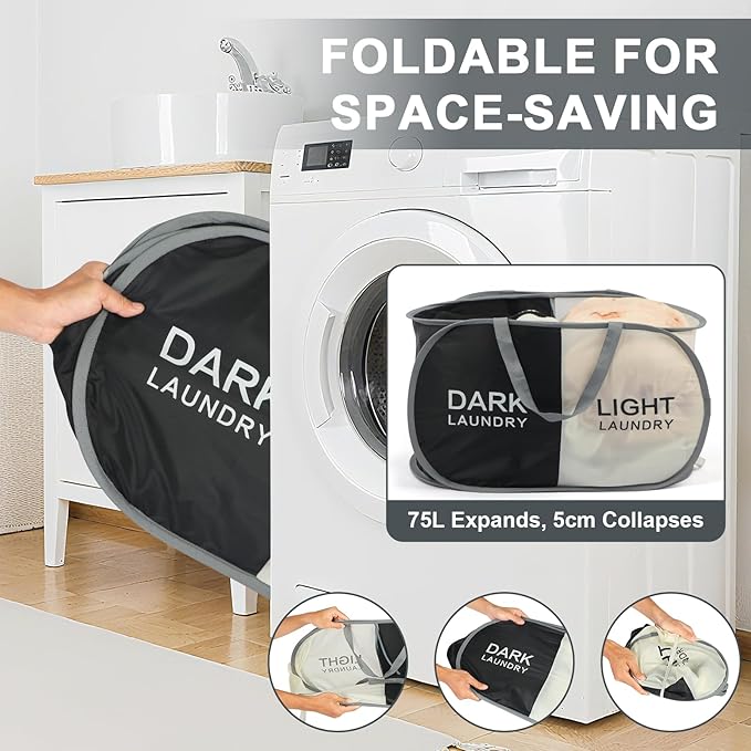 Seefoo Dual Compartment Laundry Hamper