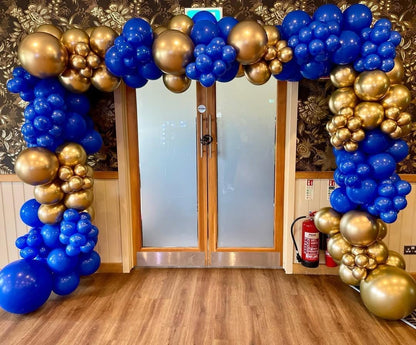 EICUECUE Navy Blue and Gold Balloons Garland Arch Kit with Stars 200Pcs -5 10 12 18 22 inch Balloon and Confetti Latex Balloons for 2025 Graduation Birthday Anniversary New Year Prom Party Decorations