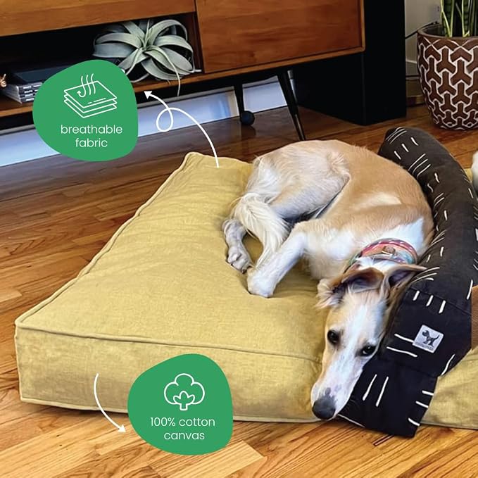 Molly Mutt Elysium Dog Bed Duvet Cover, GOTS-Certified 100% Cotton Canvas Cover for Dog, Puppy, or Cat Bed, Durable, Washable, and Free of Harmful Chemicals, Small, 22"x27"x5", Yellow