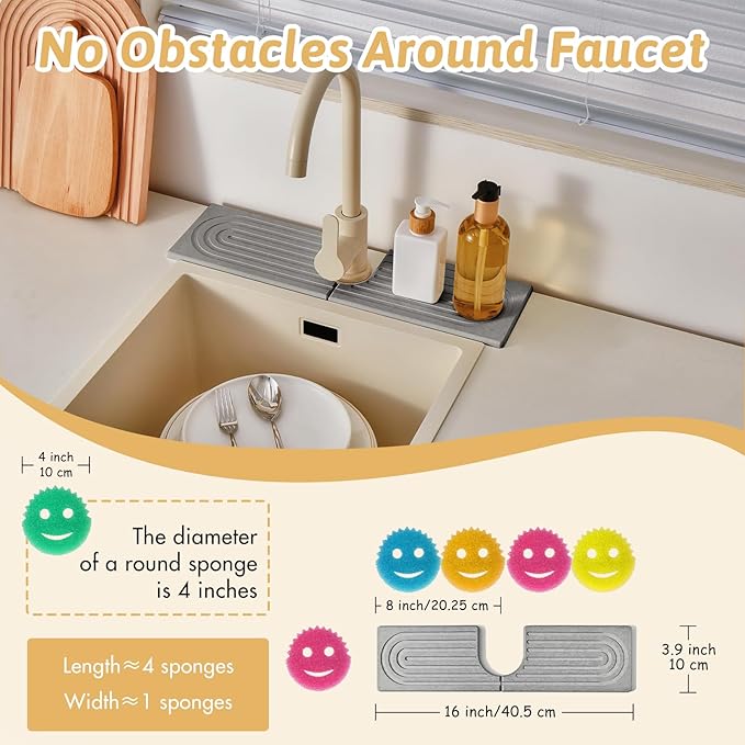 Diatomite Sink Faucet Splash Guard U Shape, Mordern Faucet Handle Drip Catcher