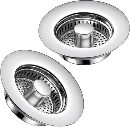 Kitchen Sink Drain Strainer 2 Pack, 304 Stainless Steel Pop Up Sink Stopper