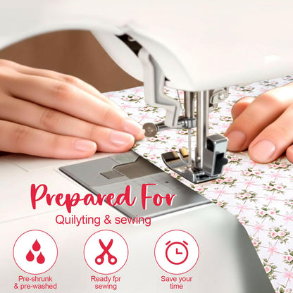 Tudomro 60 Pcs Pink Floral Fabric Squares Bundles 10 x 10 Inch Cotton Rose Quilting Fabric Pink Spring Flower Fat Quarters Printed Cloth Quilt Patchwork Material for Sewing DIY Crafts Supplies