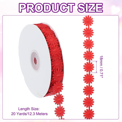 PATIKIL Daisy Flower Lace Trim, Lace Trim Knitting Embroidered Ribbon for DIY Crafts Sewing Embellishments Hair Band Bridal Wedding Decor Bag Design, Red