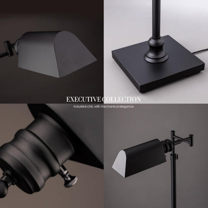 O’Bright Arcadia - Pharmacy Floor Lamp, Full Range Dimming, Swing Arm Task Lamp, E26 Socket, Bulb Replaceable, Adjustable Height 47” to 55”, 360° Rotatable Shade, All-Metal Design, Black