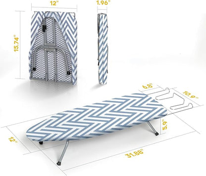 Small Tabletop Ironing Board Foldable, RAINHOL Steel Mesh Portable Iron Board