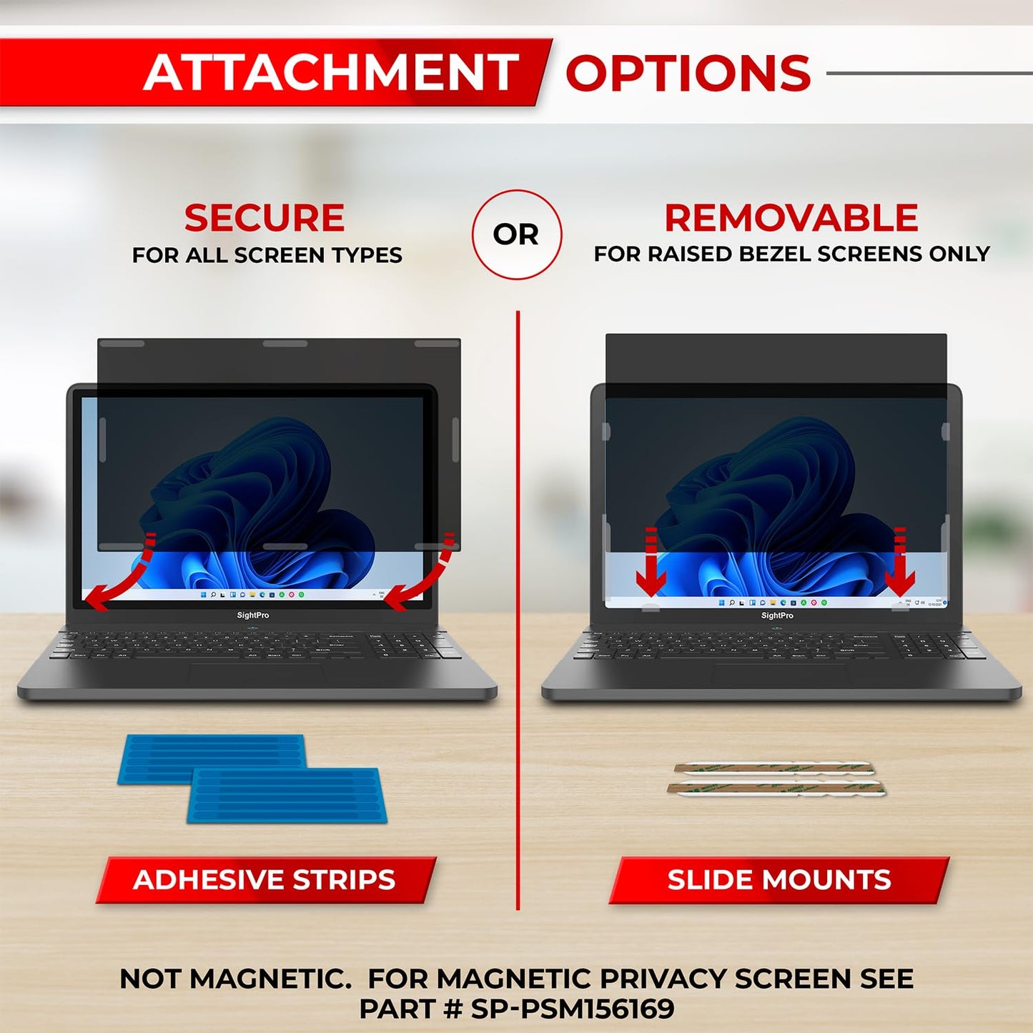 SightPro 15.6 Inch 16:9 Laptop Privacy Screen Filter - Computer Monitor Privacy Shield and Anti-Glare Protector