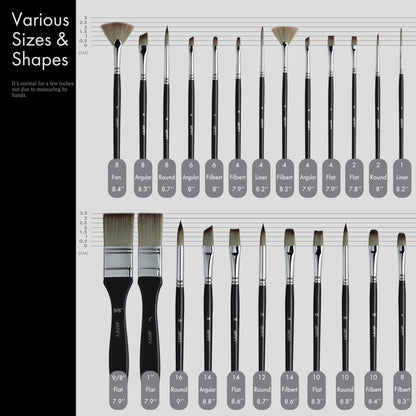 ARTIFY 24 Pieces Paint Brush Set, Expert Series, Enhanced Synthetic Art Supplies with Brush Holder and Palette Knife for Acrylic, Oil, Watercolor and Gouache Painting