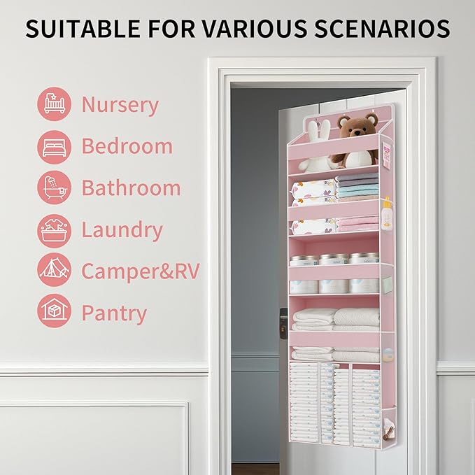 1 PC Pink Over the Door Organizer