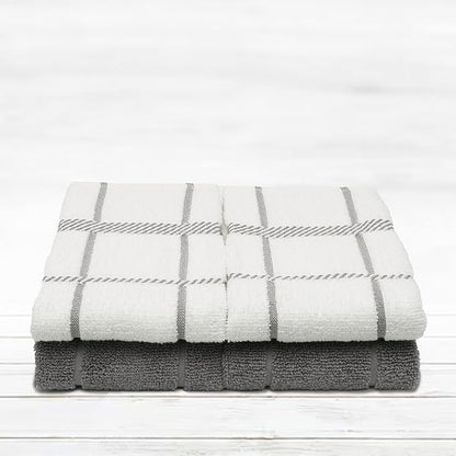 100% Cotton Terry Dish Towels, 4 Pack 16 x26 Inches, Super Soft and Absorbent