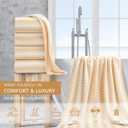 4 Piece Extra Large Bath Towel Set Oversized Bath Sheet 35"x70" Bathroom Towel