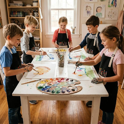 VZZNN 12 Pack Kids Art Smock,Waterproof Kids Painting Apron with Pocket for Art Crafts Painting Cooking Activities (Black)