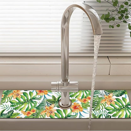 Patterned Sink Faucet Mat Kitchen Splash Guard Super Absorbent Drying Mat