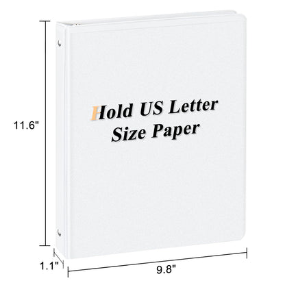 CIXILDTS 0.5-inch Round Ring Binder, Durable 1/2" 3 Ring Binder Fit Letter Size Paper, Presentation View Binders, White,12-Pack