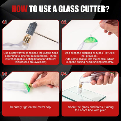 Glass Cutter, Upgrade Stained Glass Breaking Pliers, 2-20MM Glass Cutter Kit, Heavy Duty Glass Cutting Tool for Stained Glass, Tiles, Mosaics Cutting and Breaking