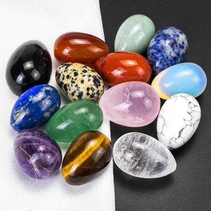 14 Pieces 1.18inchs Crystal Stones Eggs Statue Ornament Rock Crystals Polished Mineral Rock Egg Carving Crafts Stones Crystal Gifts for Meditation Reiki Healing Balancing Home Decor (Egg 14pcs Set)