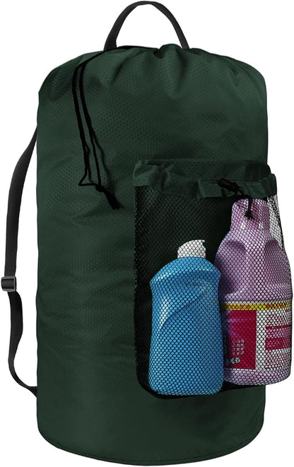 Laundry Bag with Shoulder Straps and Mesh Pocket Laundry Backpack Large