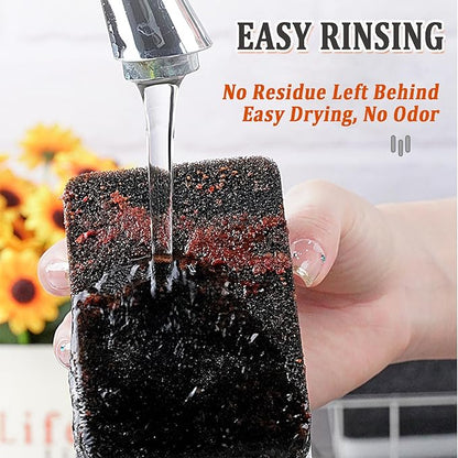 Taeku Natural Kitchen Sponge, 6 Pack Heavy Duty Scrub Cellulose Sponge Premium Multifunction Eco Friendly Cleaning Sponges for Dishes (Black)