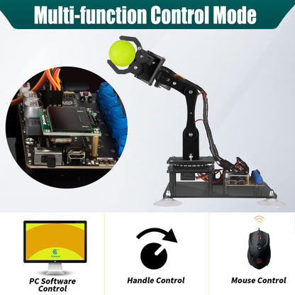 Adeept 5DOF Robotic Arm Kit Compatible with Arduino IDE, Programmable DIY Coding STEM Educational 5 Axis Build Robot Arm, Robot Starter Kit with OLED Display Processing Code and Tutorials - Blue