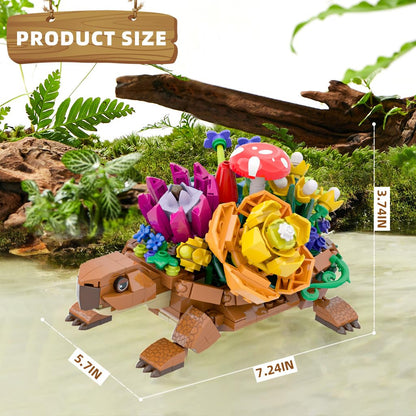 Sea Turtle Succulent Planter Building Set, Turtle Flowers Pot Building Kit, Animals Botanical Collection Blocks Toys, for 6+ Boys, Girls, Women, Home Plants Decor Gift Idea for Christmas (477Pcs)