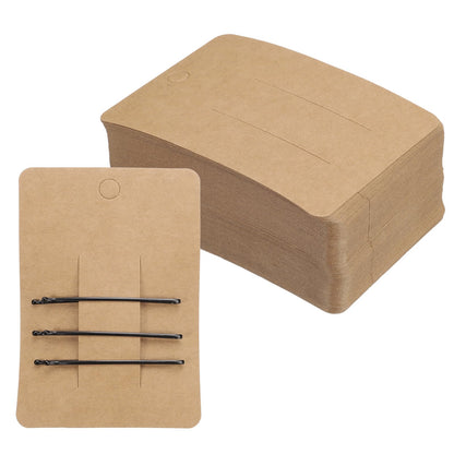 uxcell 100 Pcs Hair Clip Display Cards, Paper Cardboard Hair Bow Holder Jewelry Paper Earring Packaging Cards for Selling Small Business Jewelry Making Hair Barrettes, Brown