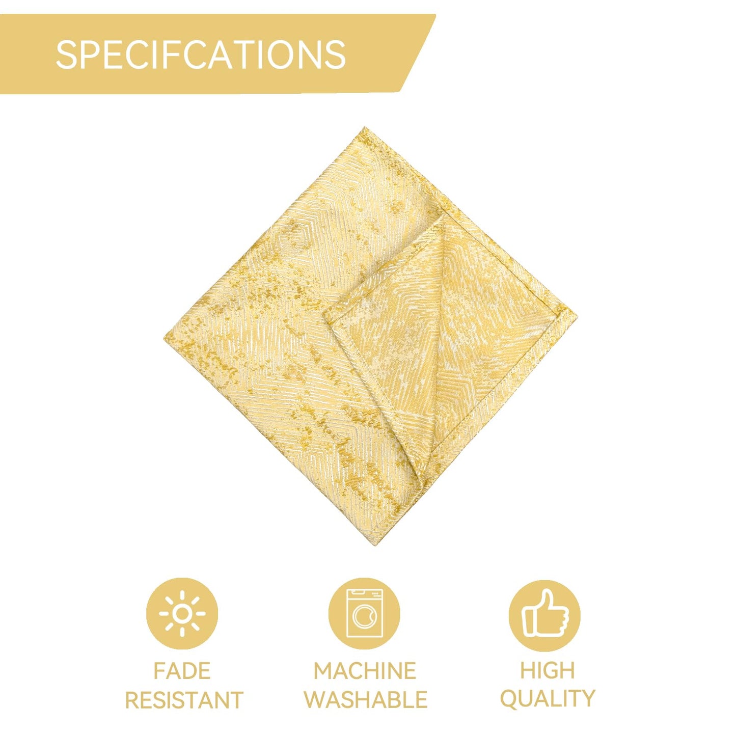 ZIWUROAD Dinner Cloth Napkins Set of 6, Cotton Polyester Blend Premium Quality, Washable, Soft, Reusable Jacquard Gold Napkins for Wedding, Parties, Thanksgiving, Everyday Use - Gold