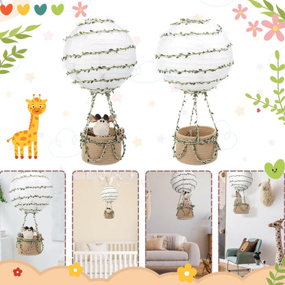Rossesay Safari Hot Air Balloon Decor Handmade Jungle Hot Air Balloon Nursery Decor Lampshade Nursery Light Shade Include Giraffe for Hanging Room Birthday Party Baby Shower Decorations Gift