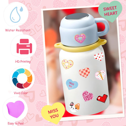 Gleebixi 1200pcs Valentines Heart Stickers for Kids, Valentine's Day Heart Stickers Book for Girls Boys Teens, 100th Day of School Project