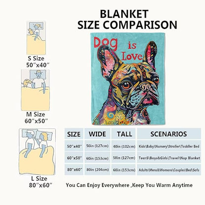 French Bulldog Blanket Pop Art Dog Throw Blankets,Birthday Gifts for Kids Adult Women & Pet Lovers,Lightweight Soft Fleece,for Sofa Couch Bed Room Farmhouse Art Decor 60x80in