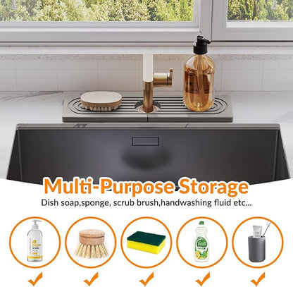 15.7 Inch Stone Faucet Mat for Kitchen Sink Splash Guard, Diatomite Sink