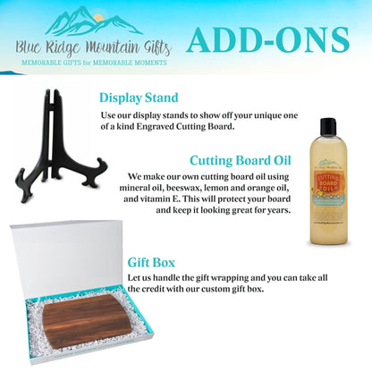 Blue Ridge Mountain Gifts Personalized Laser Engraved Wooden Cutting Board New Home Essentials - Customized Chopping Board for Weddings, Anniversaries, Birthdays or Mother's Day