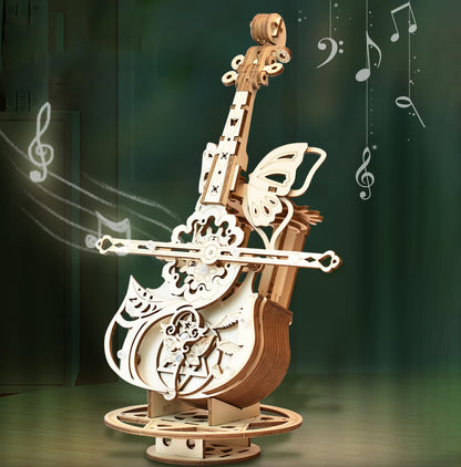 3D Wooden Brain Teaser Puzzle for Teens Wooden Music Boxes Cello Model Kits for Adults DIY Building Wood Crafts Mechanical Puzzle Building Kits for Kids Age 8+Years Old