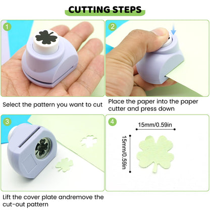 Craft Scissors Decorative Edge Set with Hole Punch Shapes Paper Punches, Crafting, Kids DIY Shape with Star/Butterfly/Heart/Leaf/Flower Cutters, Ideal for Journaling Handmade Art - Purple Carry Case