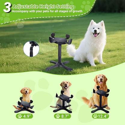 Dog Bowls Elevated Adjustable Stand, Raised Bowl with 3 Heights & Tilted Feeding Stand, Compatible with Various Bowls, for Medium & Large Breeds (with Bowl) Black