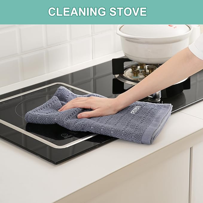 SALAS Kitchen Dish Towels, Bulk Cotton Kitchen Hand Towels, 390 GMS Plaid Dish