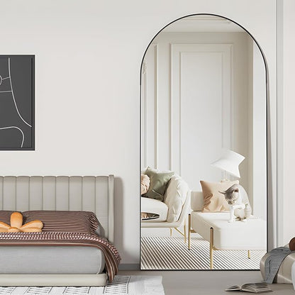 Arch Full Length Mirror Arched Floor Mirror 76"x34" with Stand Large Wall Mirrors Full Body Mirror Black Standing Hanging or Leaning Against Wall for Bedroom Entry, Bedroom, Living Room