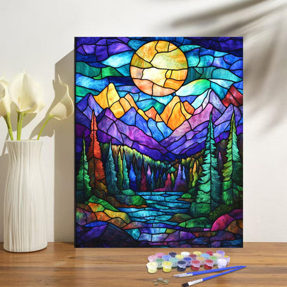 obterie Mountains Paint by Numbers Kit for Adults Beginner Sun Oil Painting Kit Adult Paint by Number Kits on Canvas DIY Painting for Beginners Art by Numbers for Gifts Home Wall Decor 16x20 Inch